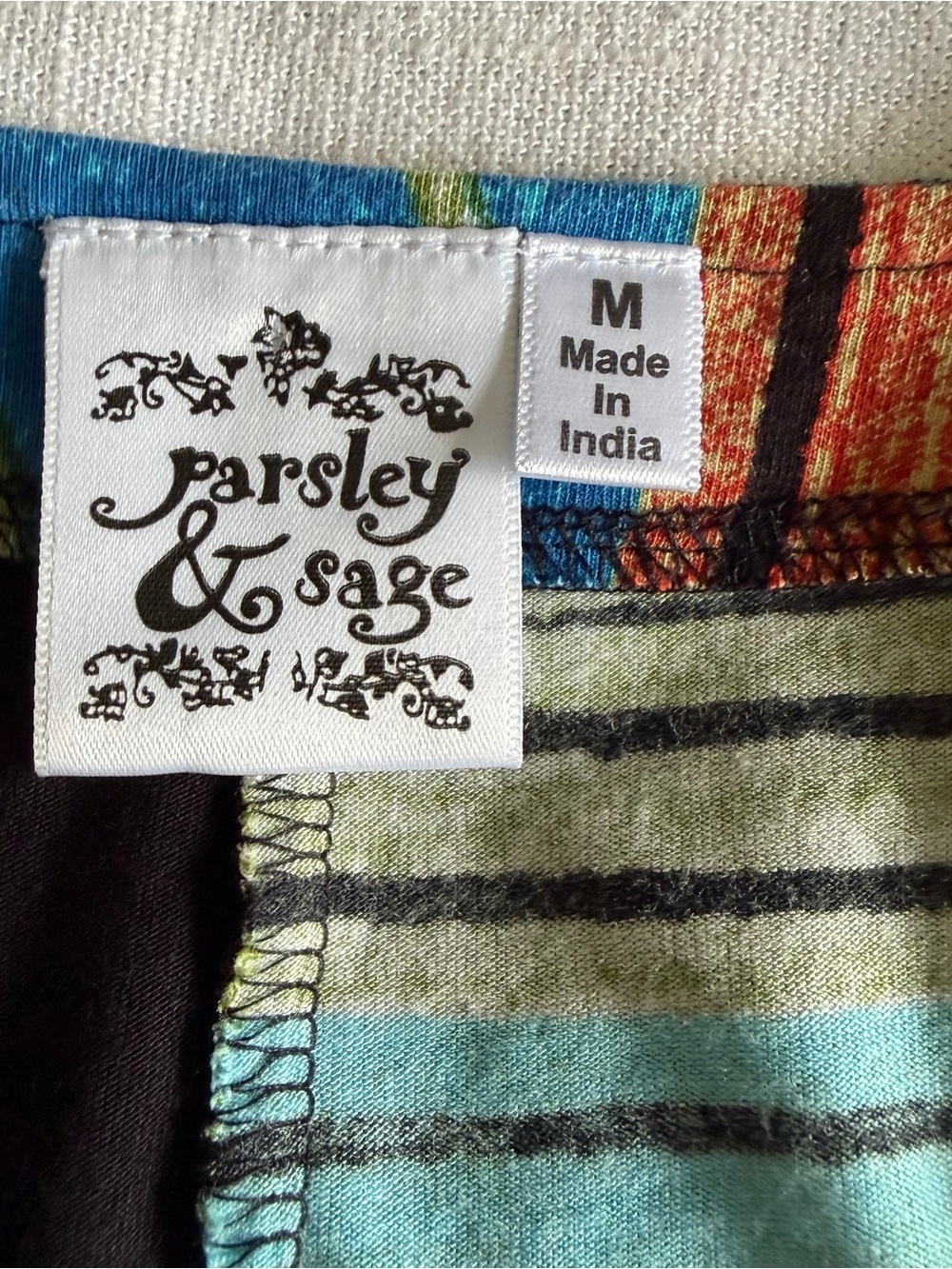 Parsley & Sage Blouse Womens M Multicolor Patchwork Henley Tunic Top Boho Artsy - Picture 9 of 10